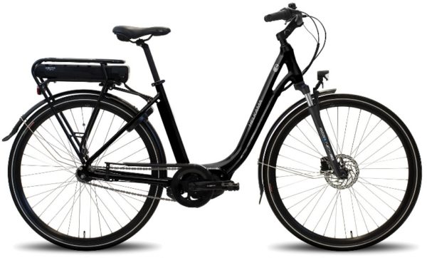 Helkama C7 naisten musta sähköpyörä 7v Shimano Steps tekniikalla ja matalalla jalannostokorkeudella.